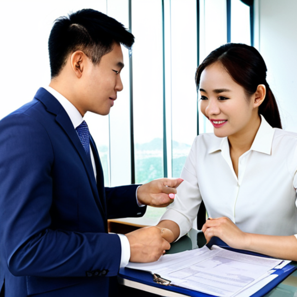 공인중개사와 부동산 정책 변화의 사회적 영향 분석 - Professional Real Estate Broker Consultation** A fully clothed, professional Vietnamese real estate...
