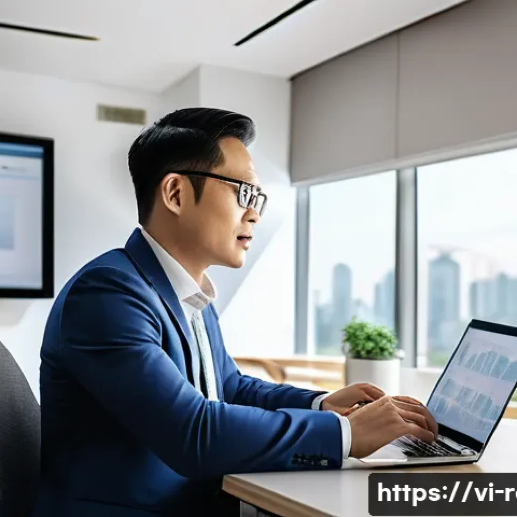 공인중개사 시험 이후 업무 시작 요령 - A professional Vietnamese real estate agent consulting with diverse clients in a modern office setti...