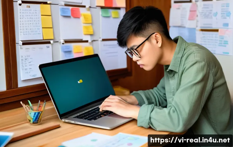 공인중개사 시험 준비를 위한 최신 기법과 관련 학습 자료 - A focused Vietnamese student studying at a wooden desk in a cozy room filled with natural light, usi...