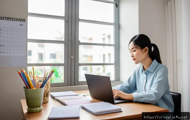 공인중개사 시험 준비의 동기 부여 사례 - A young Vietnamese professional studying for a real estate certification exam at home, surrounded by...