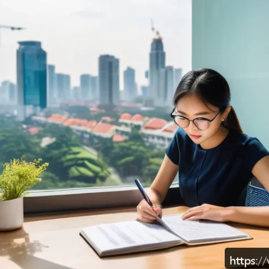 공인중개사 시험 대비 학습과 관련된 현실적인 문제 해결 - A focused Vietnamese student studying real estate law at a modern desk with textbooks, detailed hand...