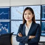 공인중개사 자격증과 부동산 자산 관리사 - A professional Vietnamese real estate agent in smart business attire, confidently discussing market ...