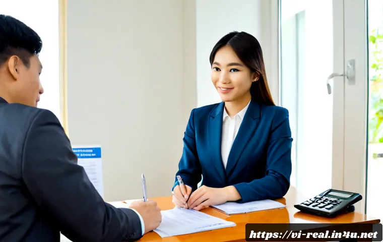 Home 17 공인중개사 부동산 계약 사례와 성공 전략 - Photorealistic Vietnamese real estate agent guiding a young couple through a residential property co...